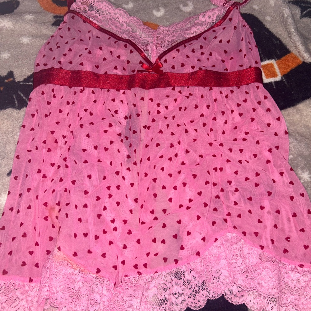 Pink Heart Patterned Women's Lingerie